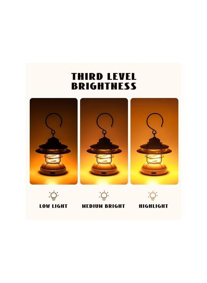 erorex Mini LED Camping Lantern,Rechargeable Retro Warm Camp Light,Battery Powered Metal Vintage Hanging Lamp,Portable Waterpoor Outdoor Tent Bulb, Emergency Lighting for Power Failure,Outages - Image 4