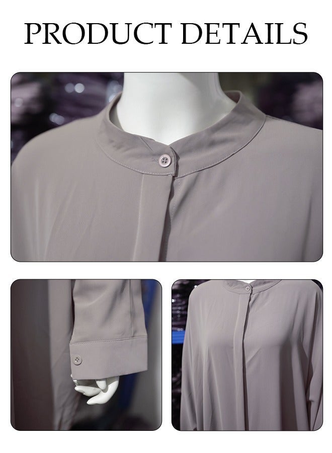 DUNISO Women's Chiffon Abaya Muslim Prayer Clothes Islamic Maxi Kaftan Elegant Loose Cardigan Islamic Kaftan - Image 3