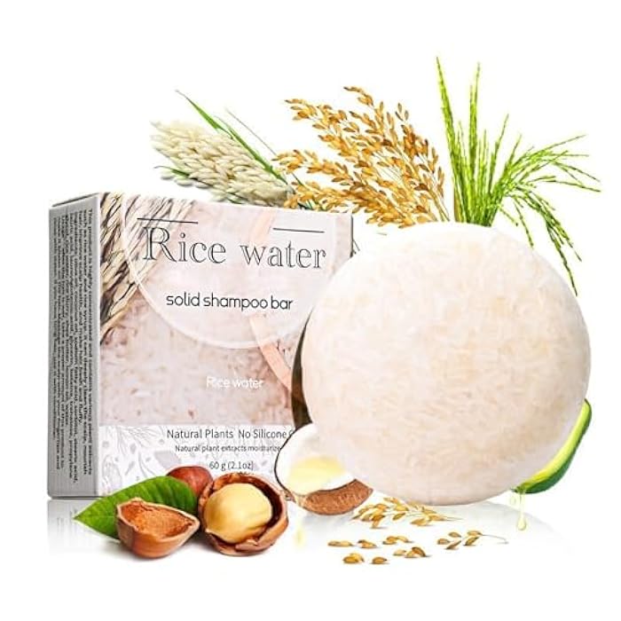 MIESCHER Shampoo Bar for Deep Cleaning, Hydrating & Moisturizing Dry Hair, Natural Solid Soap for Hair with Rice Water, Oil Control Cleaning Shampoo Soap (Rice Water) - Image 1
