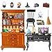 Rileryan 54 Pcs 112 Scale Magic Witchy House Kit Halloween Miniatures Furnitures Accessories Mini Wooden Bookshelf Bookcase 30 Mini Books Desk Chair Halloween Decoration Gift - Image 2