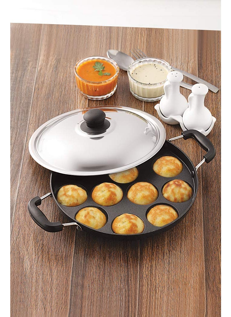Konquer TimeS Komal Aluminium Appam Patra with Cavities Black 12 Cup  - Image 2