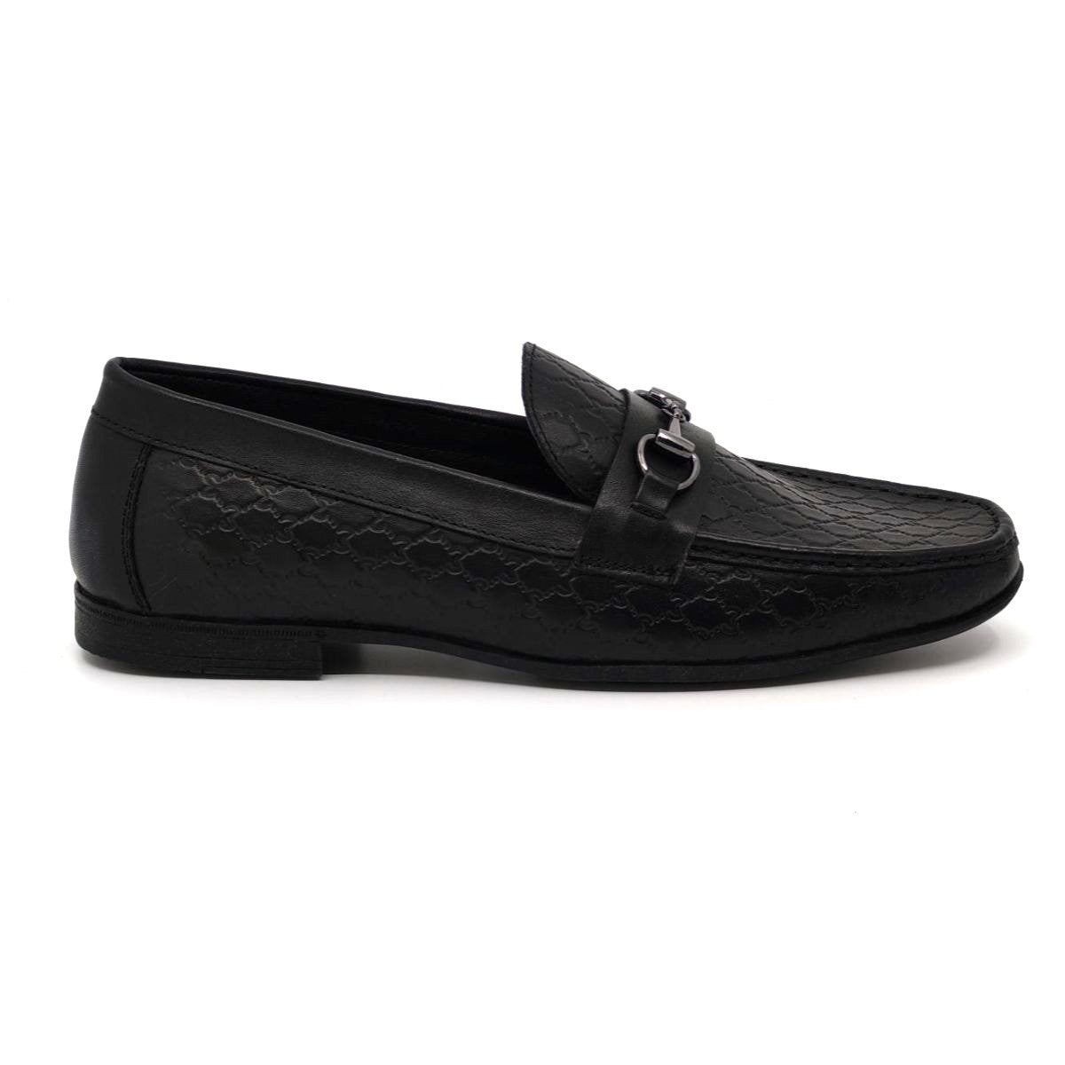 ميلانو JENER Loafers - حذاء لوفر جلدي أسود بلمعة معدنية، للرجال