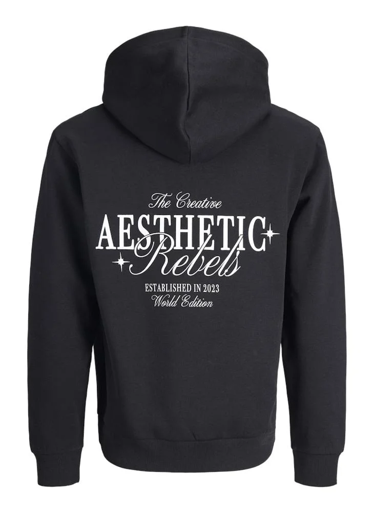 JJ Rebel  Text Print Regular Fit Crew Neck Hoodie for Men | Best Price UAE
