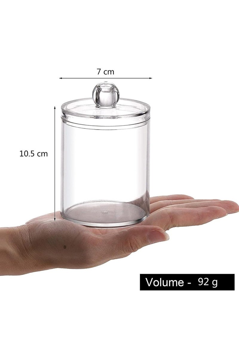 LIMOS ars Qtip Holder, Qtip Holder Dispenser for Cotton Ball, Cotton Swab, Storage Canister Clear Plastic Acrylic Jar, Qtips Cottons Buds for Bathroom Canister Storage, Vanity Makeup Organizer(2 Pack) - Image 3