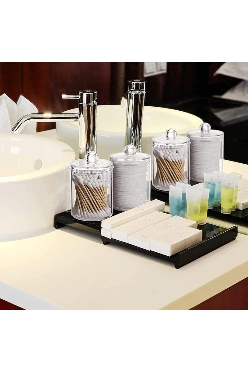 LIMOS ars Qtip Holder, Qtip Holder Dispenser for Cotton Ball, Cotton Swab, Storage Canister Clear Plastic Acrylic Jar, Qtips Cottons Buds for Bathroom Canister Storage, Vanity Makeup Organizer(2 Pack) - Image 2