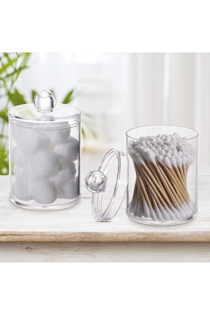 LIMOS ars Qtip Holder, Qtip Holder Dispenser for Cotton Ball, Cotton Swab, Storage Canister Clear Plastic Acrylic Jar, Qtips Cottons Buds for Bathroom Canister Storage, Vanity Makeup Organizer(2 Pack) - Image 5