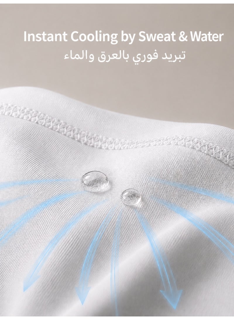UPF 50+ التبريد لحماية عنق الساق، العرق تنشيط قناع التبريد، 12 واقي شمسي نفاذية، منديل عام للرجال والنساء، مناسبة للجري وركوب الدراجات على الأقدام للعمل في الهواء الطلق، أبيض - Image 2