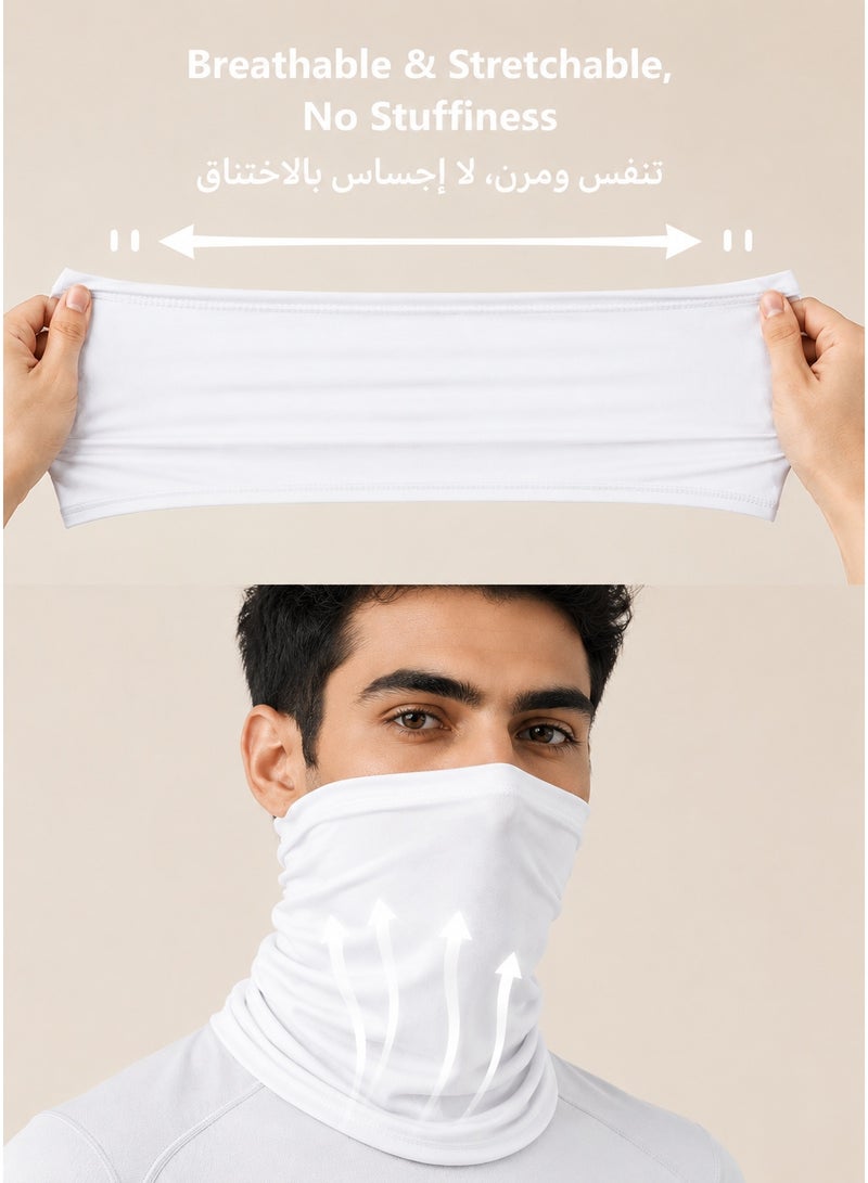 UPF 50+ التبريد لحماية عنق الساق، العرق تنشيط قناع التبريد، 12 واقي شمسي نفاذية، منديل عام للرجال والنساء، مناسبة للجري وركوب الدراجات على الأقدام للعمل في الهواء الطلق، أبيض - Image 4