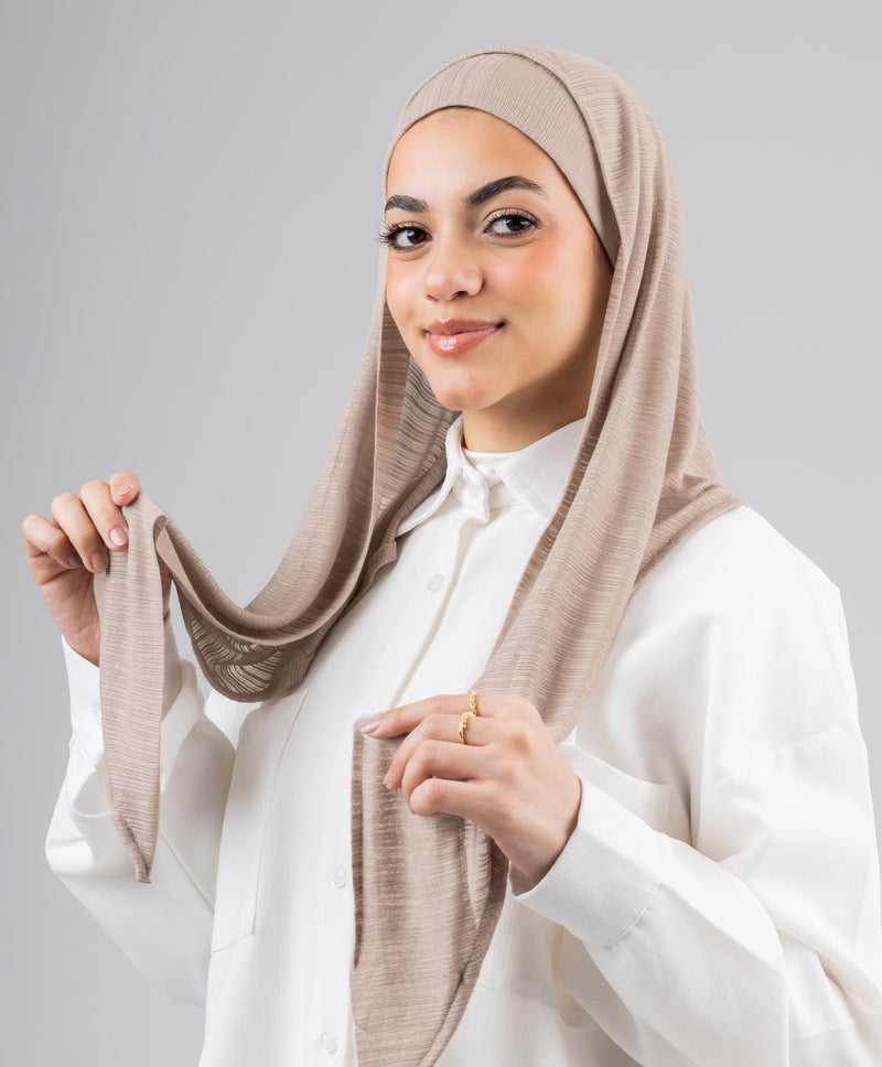 طرحة كويتية من ليكرا فاخر — لون فاون خفيف