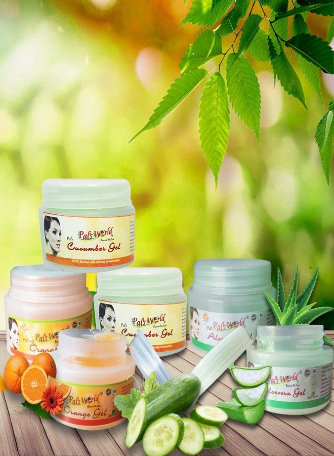 Pal's World Face Gel Combo for Summer (2 Cucumber Gel, 2 Alovera Gel, 2 Orange Gel) - Image 1
