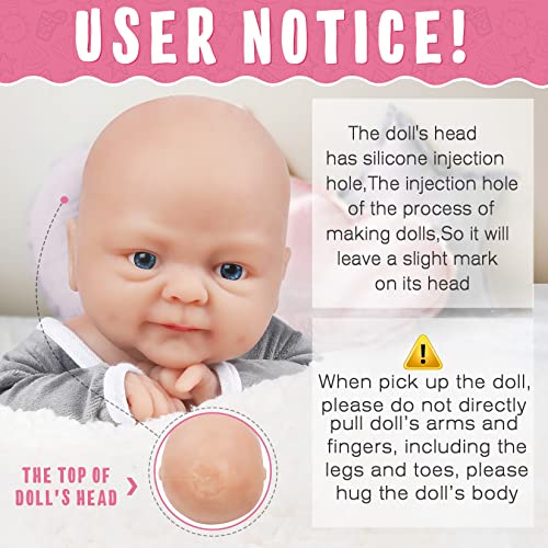Vollence 14 inch Full Body Silicone Baby DollsNot Vinyl DollsSoft Realistic Real Silicone Baby Doll Bald Lifelike Newborn Platinum Silicone Baby Doll  Boy - Image 5