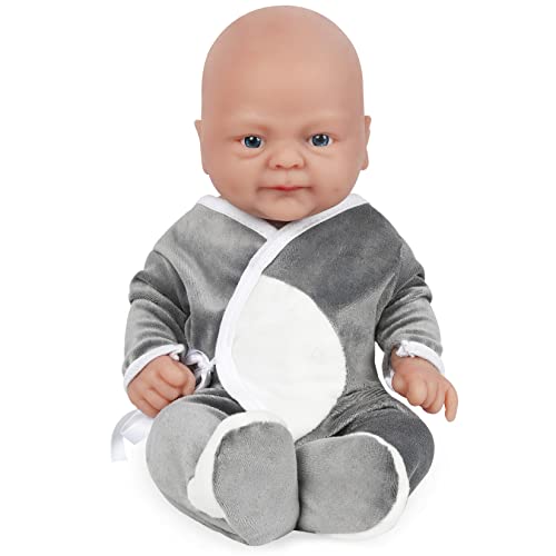 Vollence 14 inch Full Body Silicone Baby DollsNot Vinyl DollsSoft Realistic Real Silicone Baby Doll Bald Lifelike Newborn Platinum Silicone Baby Doll  Boy - Image 1