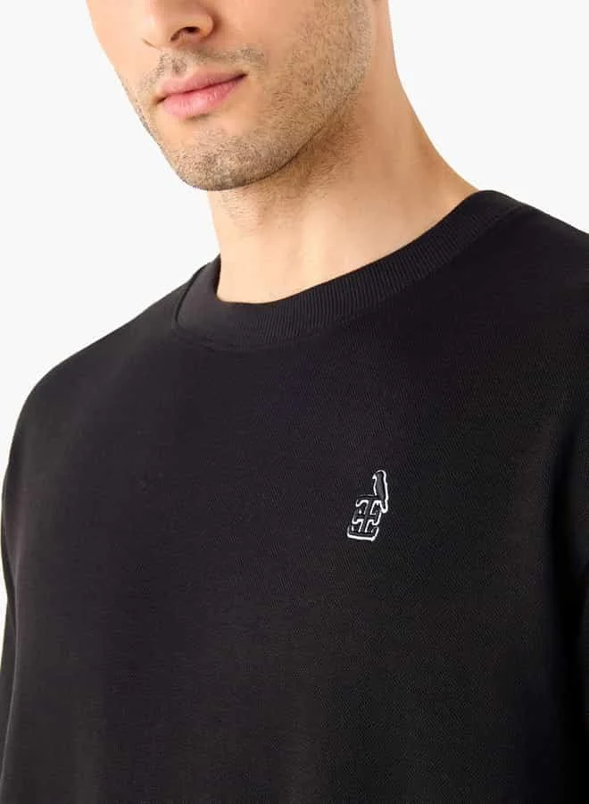 Emperor Emperor Applique Detail Crew Neck T-shirt with Short Sleeves