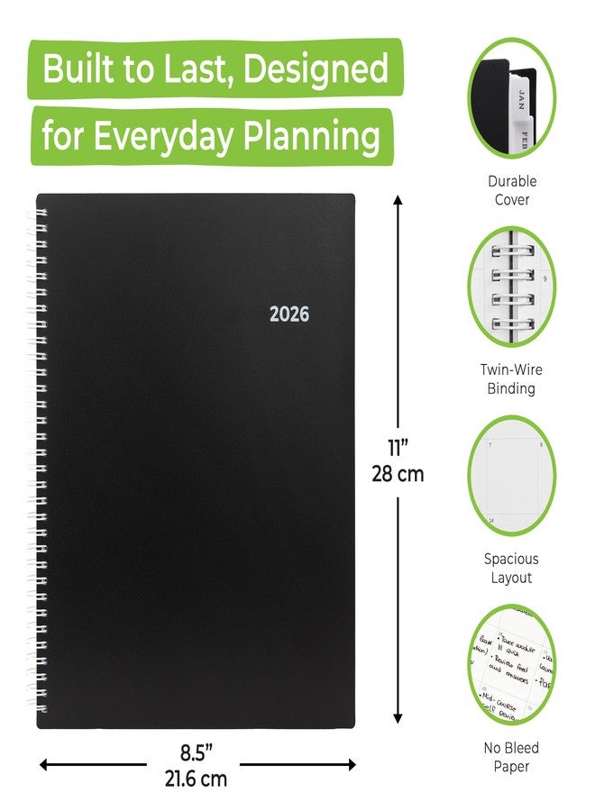 WallDeca 2026 Planner, Agenda Planner With Weekly And Monthly View, Daily Agenda Book And Yearly Planners Calendar Book, Spiral Bound With Tabs, Notes, Goals And Holidays (8.5 x 11 in) - Image 2