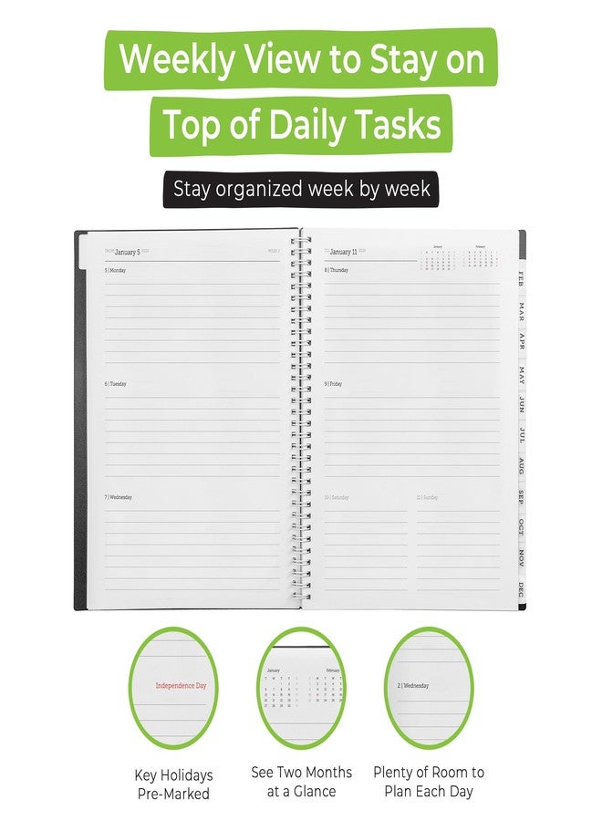 WallDeca 2026 Planner, Agenda Planner With Weekly And Monthly View, Daily Agenda Book And Yearly Planners Calendar Book, Spiral Bound With Tabs, Notes, Goals And Holidays (8.5 x 11 in) - Image 5