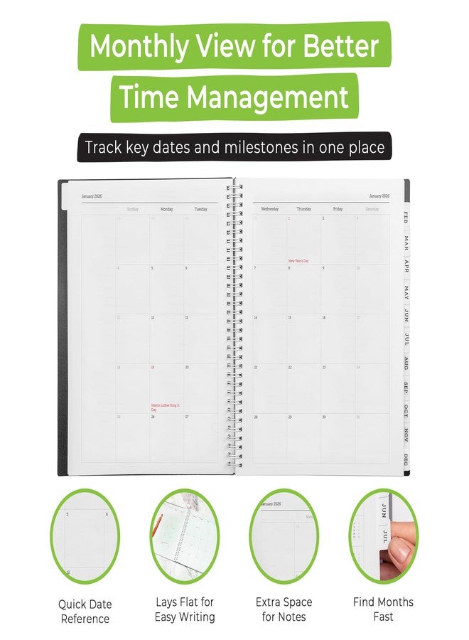 WallDeca 2026 Planner, Agenda Planner With Weekly And Monthly View, Daily Agenda Book And Yearly Planners Calendar Book, Spiral Bound With Tabs, Notes, Goals And Holidays (8.5 x 11 in) - Image 4