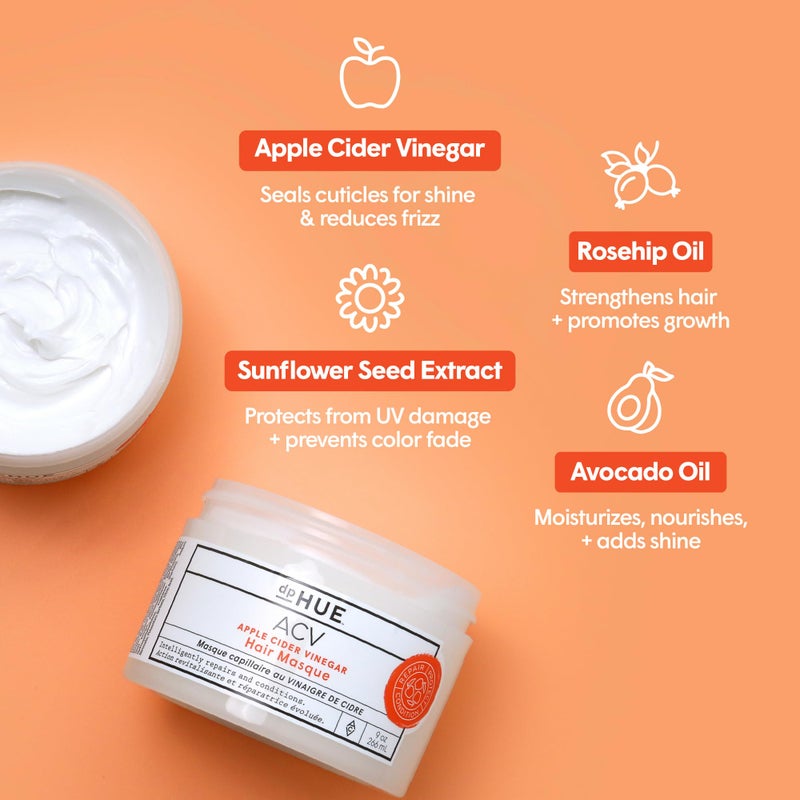 dpHUE Apple Cider Vinegar Hair Masque, 9 oz - Deep Conditioning Treatment for Dry, Damaged, Color-Treated Hair - Made with Avocado, Rosehip & Coconut Oils - Image 2