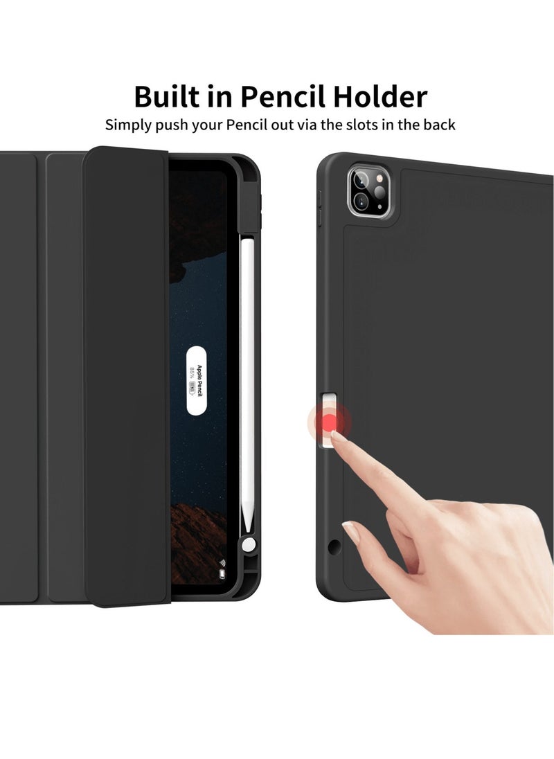 iPad Pro 11 Inch Case (4th/3rd/2nd Gen, 2022/2021/2020) – Trifold Smart Stand with Pencil Holder, Soft TPU Back, Wireless Pencil Charging, Auto Wake/Sleep Function – Black - Image 3