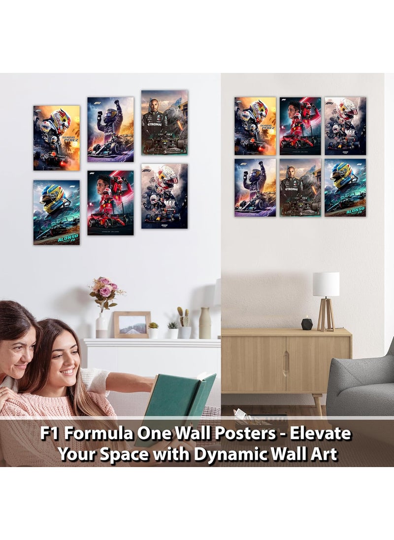 FlyBuy HUB Flybuy Hub Wall Posters 8x12 inch A4 Size Included Self Adhesive on Back Wall Decor Posters Wall Art For Bedroom Living room Office Dining Room F1 Racing  - Image 2