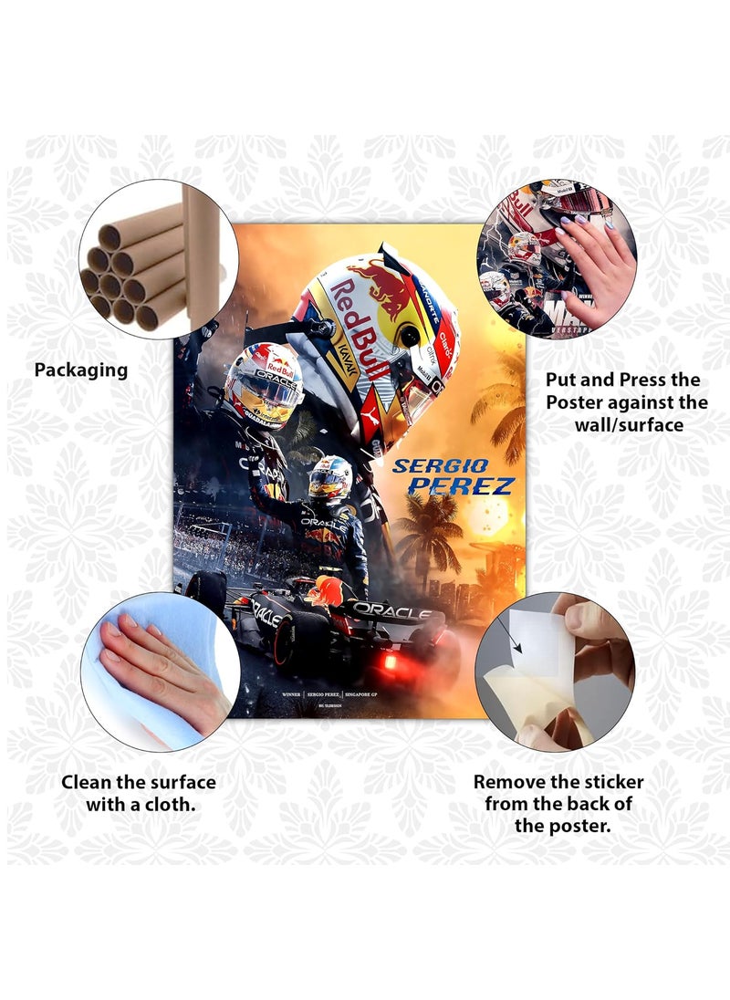 FlyBuy HUB Flybuy Hub Wall Posters 8x12 inch A4 Size Included Self Adhesive on Back Wall Decor Posters Wall Art For Bedroom Living room Office Dining Room F1 Racing  - Image 5