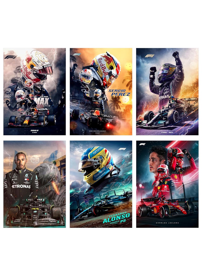 FlyBuy HUB Flybuy Hub Wall Posters 8x12 inch A4 Size Included Self Adhesive on Back Wall Decor Posters Wall Art For Bedroom Living room Office Dining Room F1 Racing  - Image 1