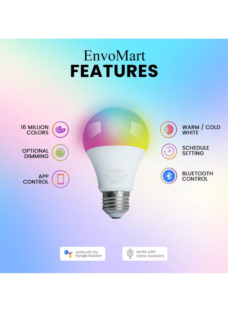 EnvoMart WIFI Smart Bulb Pack of 1 - 9W Smart Wi-Fi Light Bulb - LED Home Light Bulb Compatible with Alexa, Echo, Google Home Assistant - Have Multi Colors - Image 2