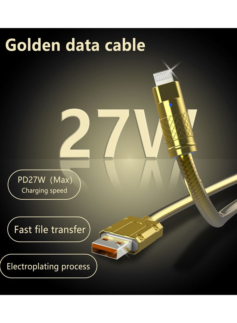 Astralxipher 1M Golden Snake Pattern PD27W Fast Charging Cable - USB to Lightning for iPhone 11 12 13 14 Pro Max (Durable, High-Speed, 3A) | Gold Color | - Image 4