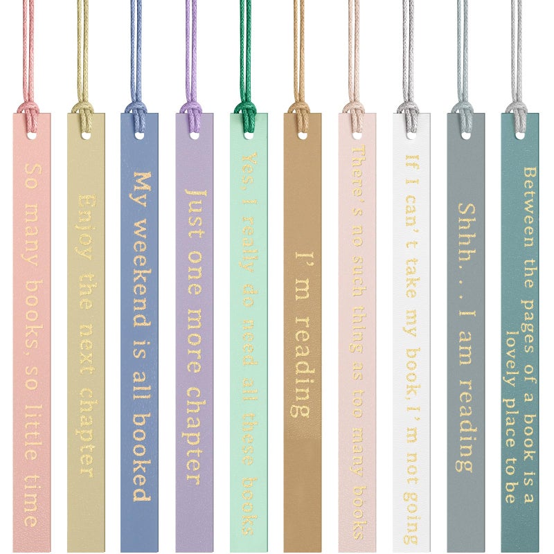 Skyygemm 10 Pcs Bookmarks for Book Lover Gifts for Women Pastel Leather Bookmarks for Women Book Lovers Coworker Teens Birthdays Gifts Book Lover Club Teacher Gifts - Image 1