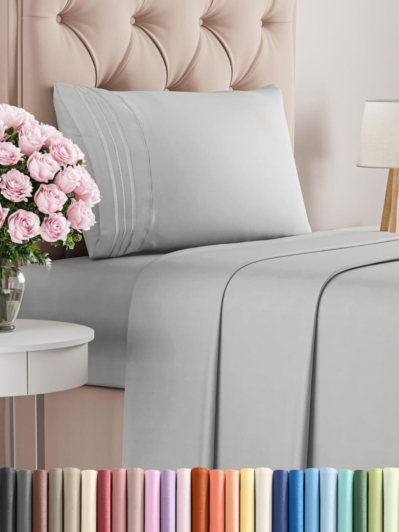 CGK Unlimited Twin Size 3 Piece Sheet Set  Comfy Breathable  Cooling Bed Sheets Set  Hotel Luxury Bedding for Women Men Kids  Teens  Deep Pockets EasyFit Super Soft  Wrinkle Free  OekoTex  French Grey 