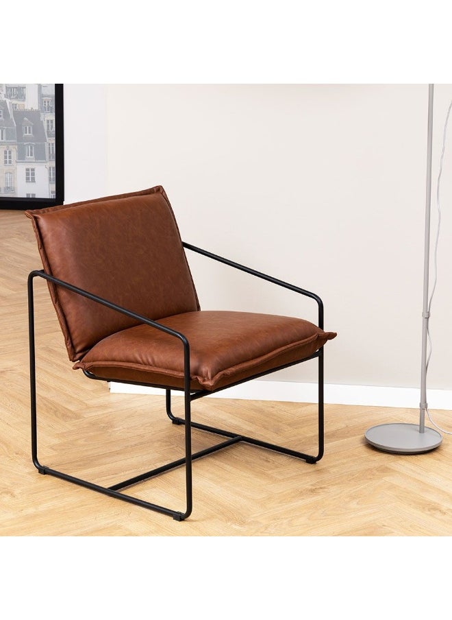 DANUBE HOME Sheba Faux Leather Lounge Chair Stylish Retro Brown Lounge Chair for Living Room, Modern Faux Leather Armchair, Comfortable Seating for Home DÃ©cor & Relaxation  - Image 1