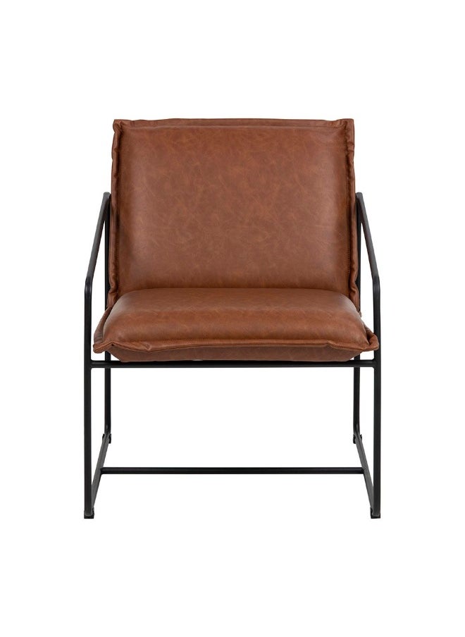DANUBE HOME Sheba Faux Leather Lounge Chair Stylish Retro Brown Lounge Chair for Living Room, Modern Faux Leather Armchair, Comfortable Seating for Home DÃ©cor & Relaxation  - Image 4