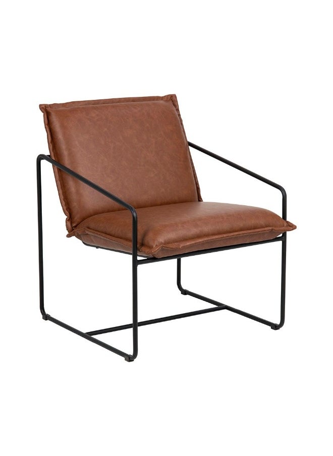 DANUBE HOME Sheba Faux Leather Lounge Chair Stylish Retro Brown Lounge Chair for Living Room, Modern Faux Leather Armchair, Comfortable Seating for Home DÃ©cor & Relaxation  - Image 3