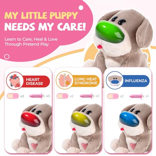 TOP BRIGHT Interactive Vet Play Set Toy Veterinarian Kit for KidsPretend Pet Doctor Set with Electronic Dog and Dress Up Costume Playset for Toddler Girls 35 Gifts - Image 5