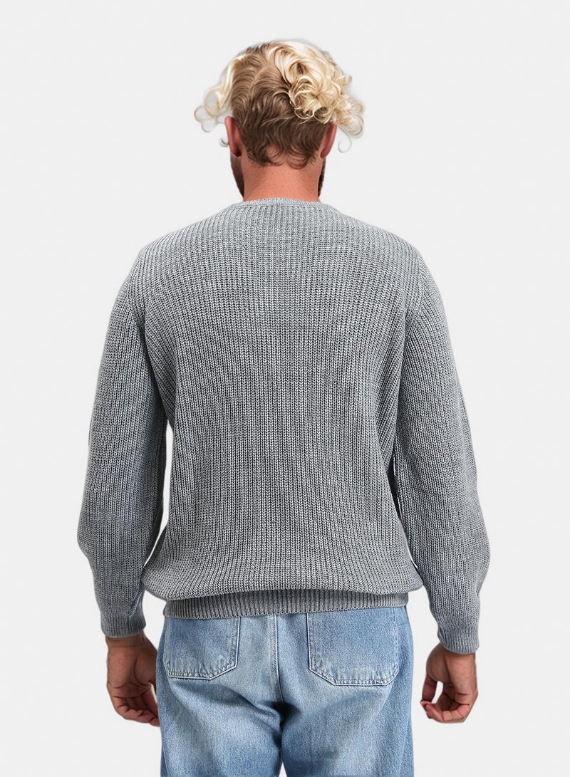 RAVIN Men Slip On Round Neck Knitted Pullover Heather Dark Grey - Image 2