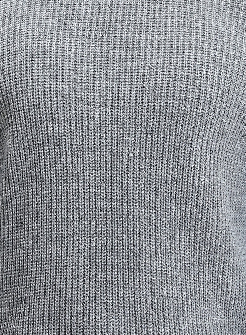 RAVIN Men Slip On Round Neck Knitted Pullover Heather Dark Grey - Image 3