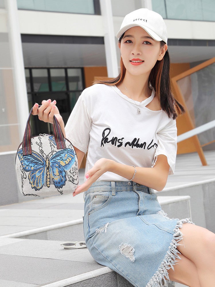 Handbag For Women, Ethnic Style Tote Bag, Suitable For Work, Grocery Shopping, Mommy Bag, Phone And Coin Purse, Small Cloth Bag, Shell Bag - Image 3