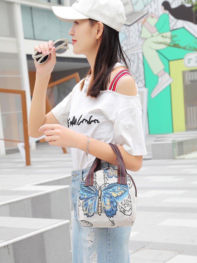 Handbag For Women, Ethnic Style Tote Bag, Suitable For Work, Grocery Shopping, Mommy Bag, Phone And Coin Purse, Small Cloth Bag, Shell Bag - Image 4