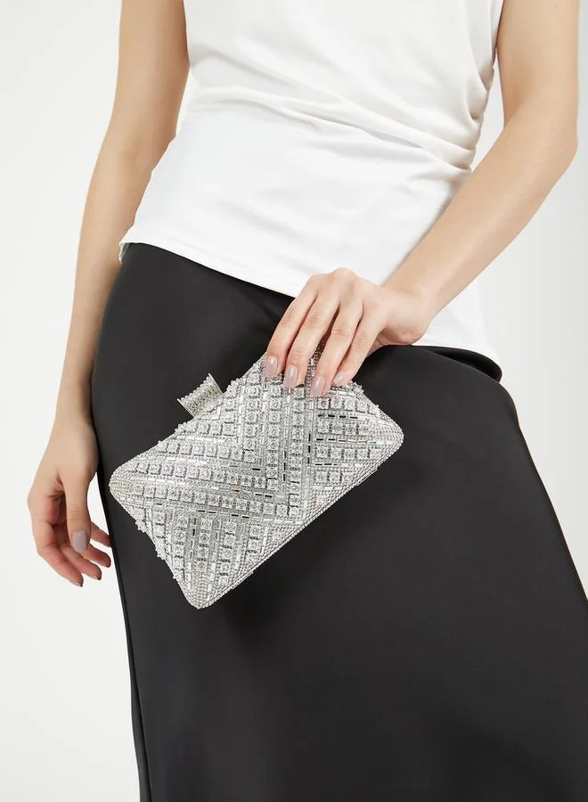 Styli  Textured Embellished Clutch with Chain Strap for Women | Best Price UAE