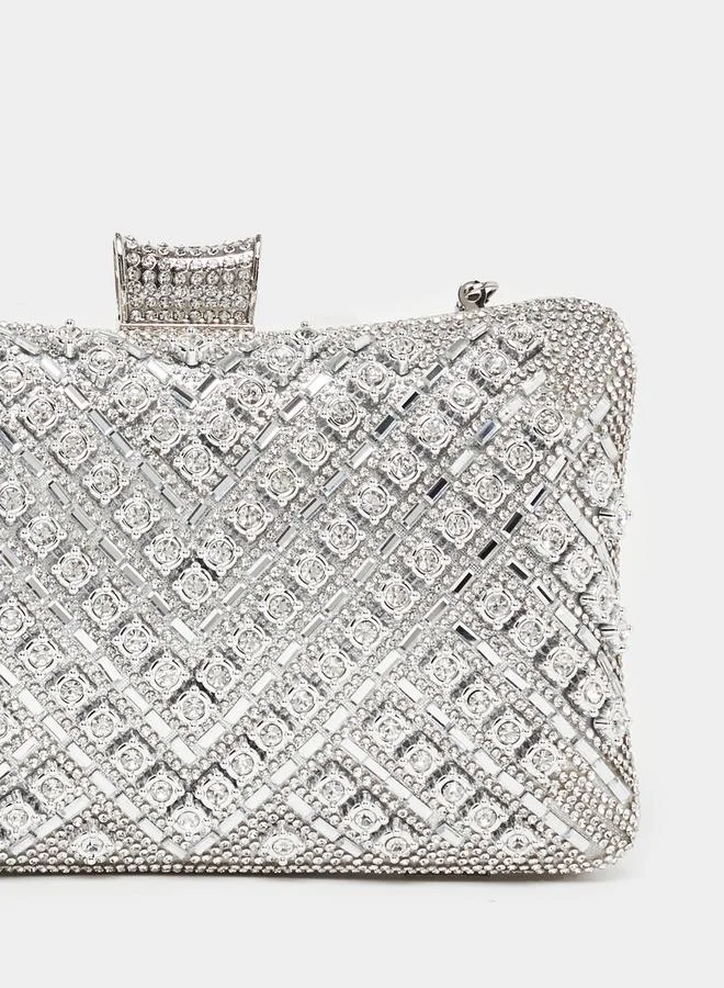 Styli  Textured Embellished Clutch with Chain Strap for Women | Best Price UAE