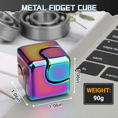 LNCOJOLM Fidget Spinner Cube Toy for Teen Adult Kid Metal Fidget Block Hand Spinner for Stress Relief Cool Stuff EDC Gadget Desk Office Toy Valentine Gift for Boy Man Small Anxiety Sensory Toy Tool - Image 5