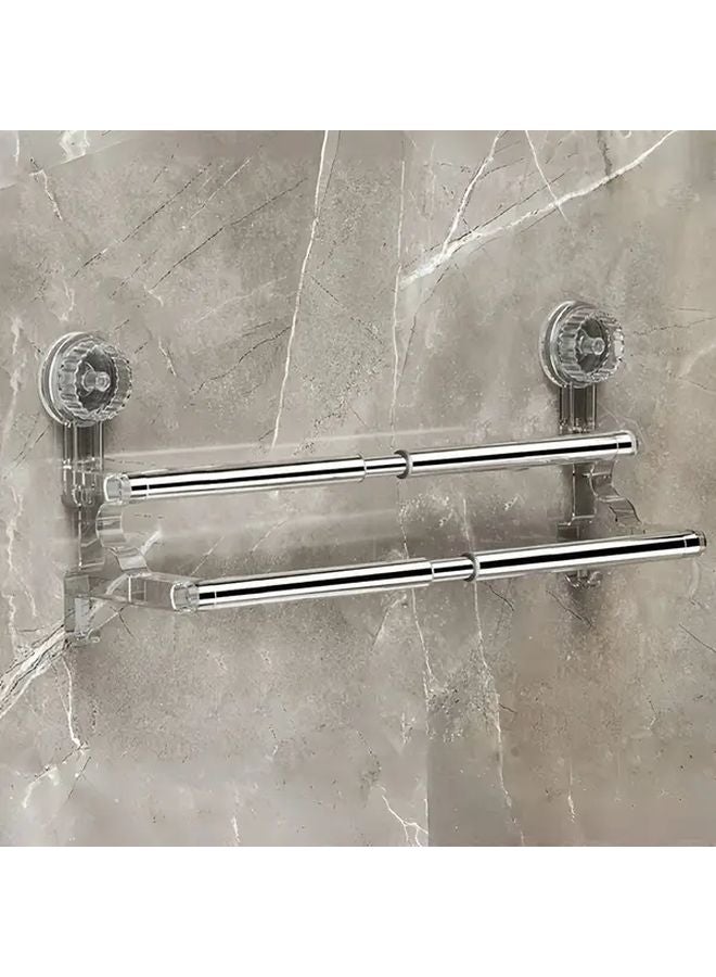 حامل منشفة قابل للسحب 22 × 37 بوصة توفير المساحة تركيب حائطي بدون حفر كأس شفط - Image 1