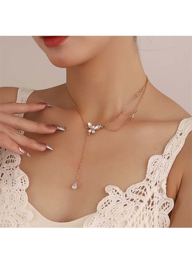 NIBEMINENT Crystal Butterfly Pendant Necklace Gold  - Image 2