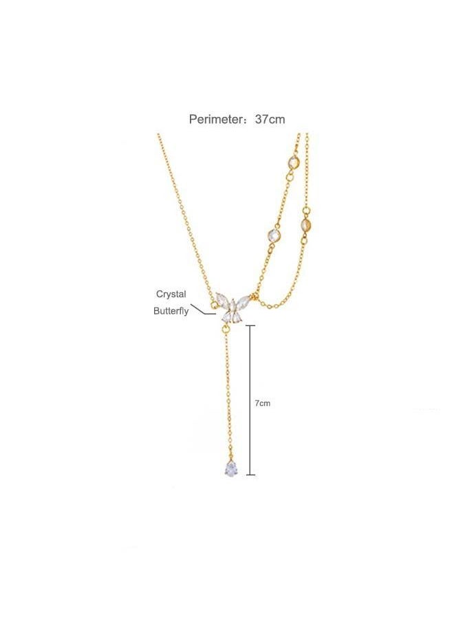 NIBEMINENT Crystal Butterfly Pendant Necklace Gold  - Image 3
