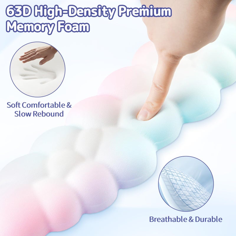 Sushret Cloud Wrist Rest Keyboard, Cloud Keyboard Wrist Pad Set with PU Leather Memory Foam, Cute Arm Rest for Palm Support, PC/Gaming Desk Accessories/Office Setup/Computer Hand Cushion - Rainbow - Image 4