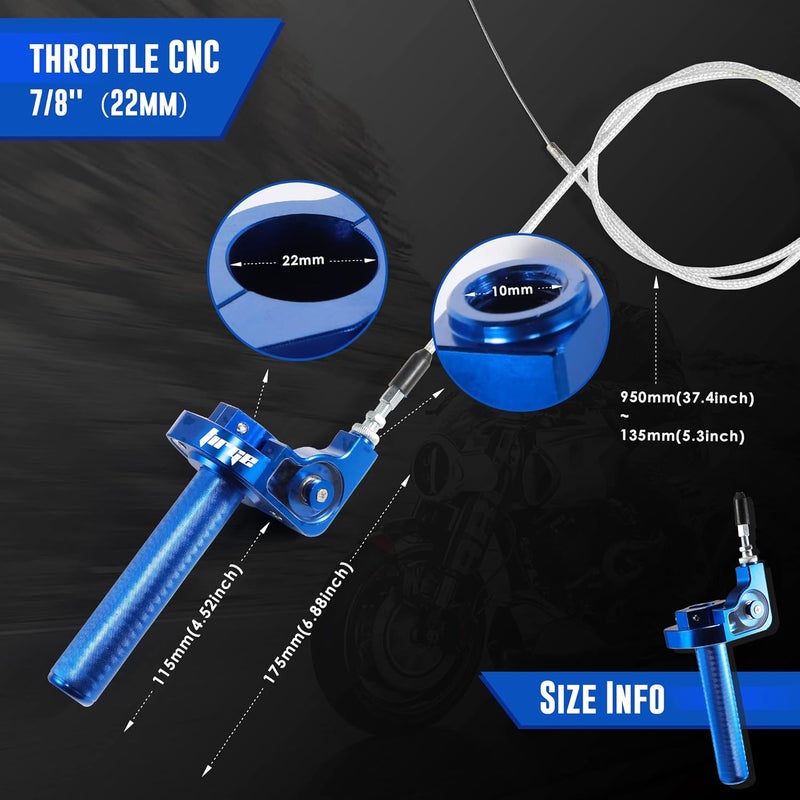 TIRGE Throttle Grip Motorcycle 22mm CNC Aluminum Quick Twister Throttle Cable for CRF50 CRF70 70 110 70CC 110CC IRBIS 125 250 Dirt Pit Bike Accessories (Blue) - Image 4