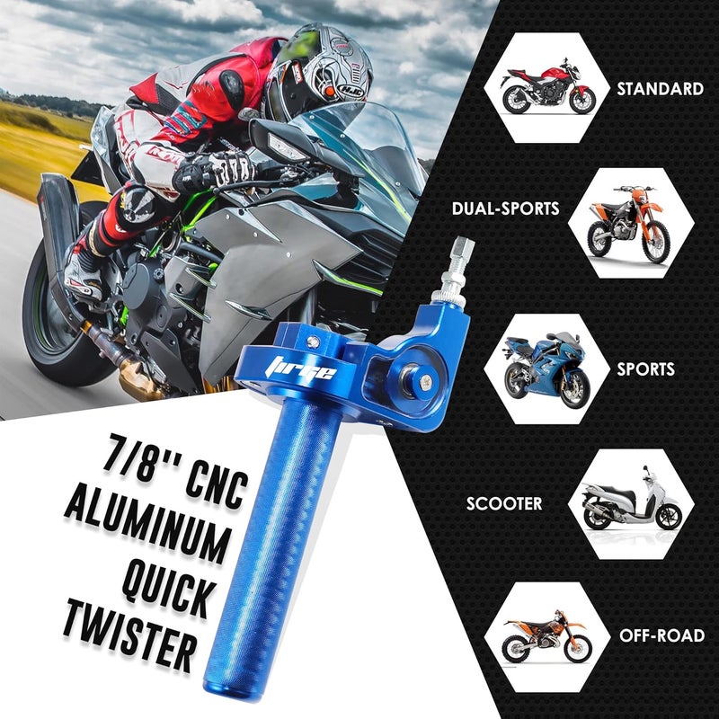TIRGE Throttle Grip Motorcycle 22mm CNC Aluminum Quick Twister Throttle Cable for CRF50 CRF70 70 110 70CC 110CC IRBIS 125 250 Dirt Pit Bike Accessories (Blue) - Image 3