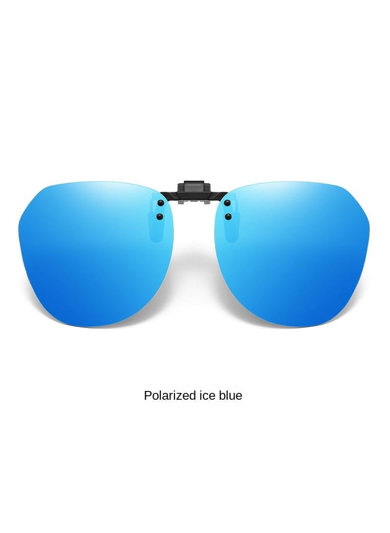 Y&D Sunglasses Clip Ultra-light Driving Special Anti-ultraviolet Sunglasses Polarized Clip Can Be Upturned Myopia Glasses-Polarized Ice Blue Film  - Image 1