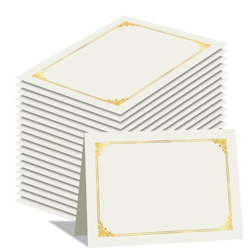 HAUTOCO 50 Packs Certificate Holders, Cream Color Diploma Folders Certificate Covers with Gold Foil Border for Letter Size 8.5x11 Cardstock, Award, Document, Graduation - Image 1