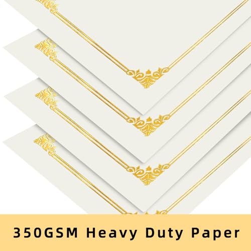 HAUTOCO 50 Packs Certificate Holders, Cream Color Diploma Folders Certificate Covers with Gold Foil Border for Letter Size 8.5x11 Cardstock, Award, Document, Graduation - Image 4