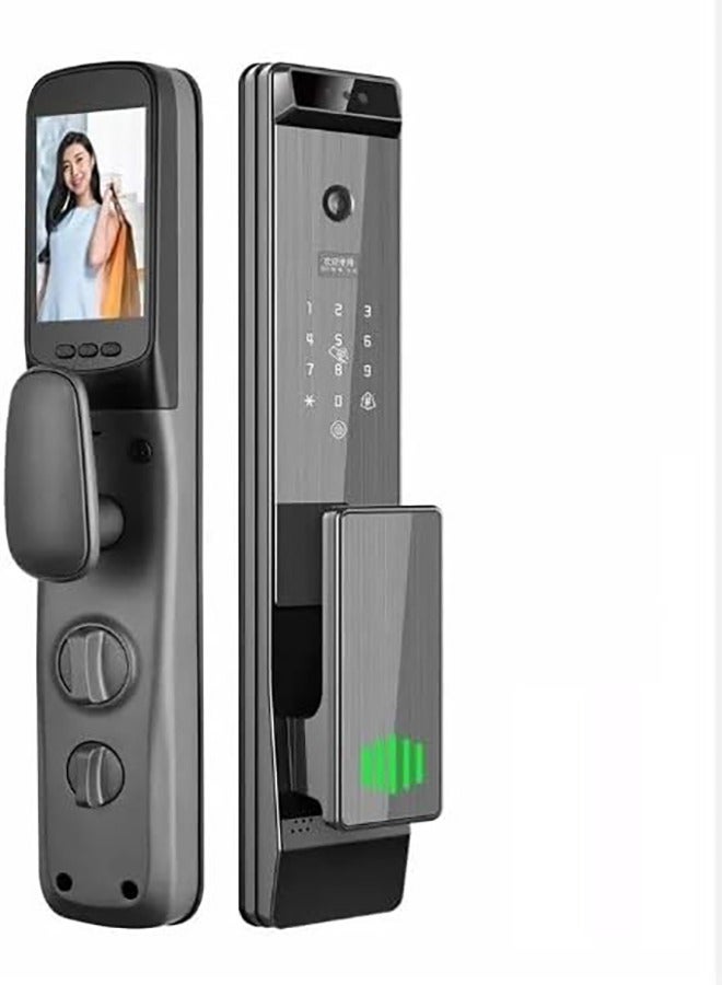 tuya Smart Door Lock with Face ID, Fingerprint & Built-in Camera – Keyless Home Entry
